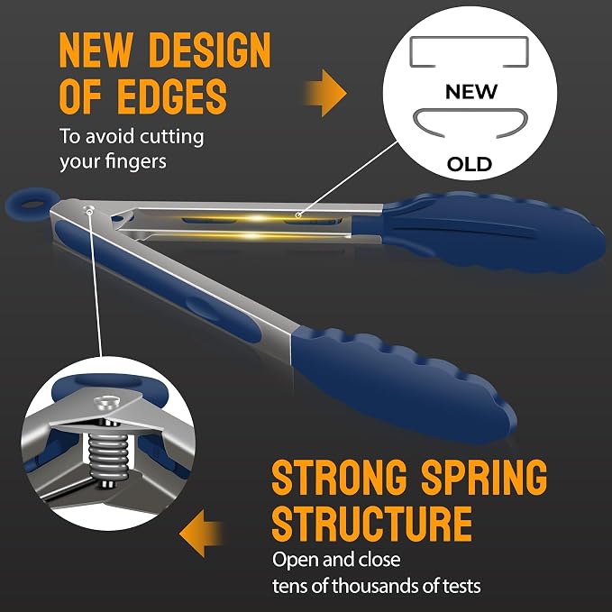 HOTEC Premium Stainless Steel Locking Kitchen Tongs - Image 4