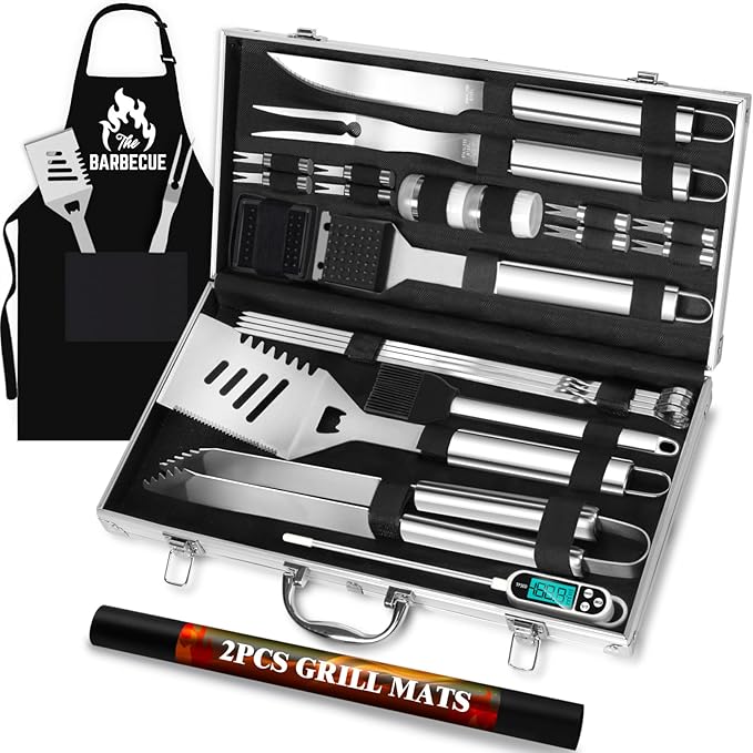 Barbecue Tool Set, 26-Piece Stainless Steel Grill Utensils with Aluminum Case