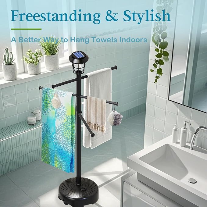 Sturdy & Solar-Powered Pool Towel Rack Outdoor - Image 8