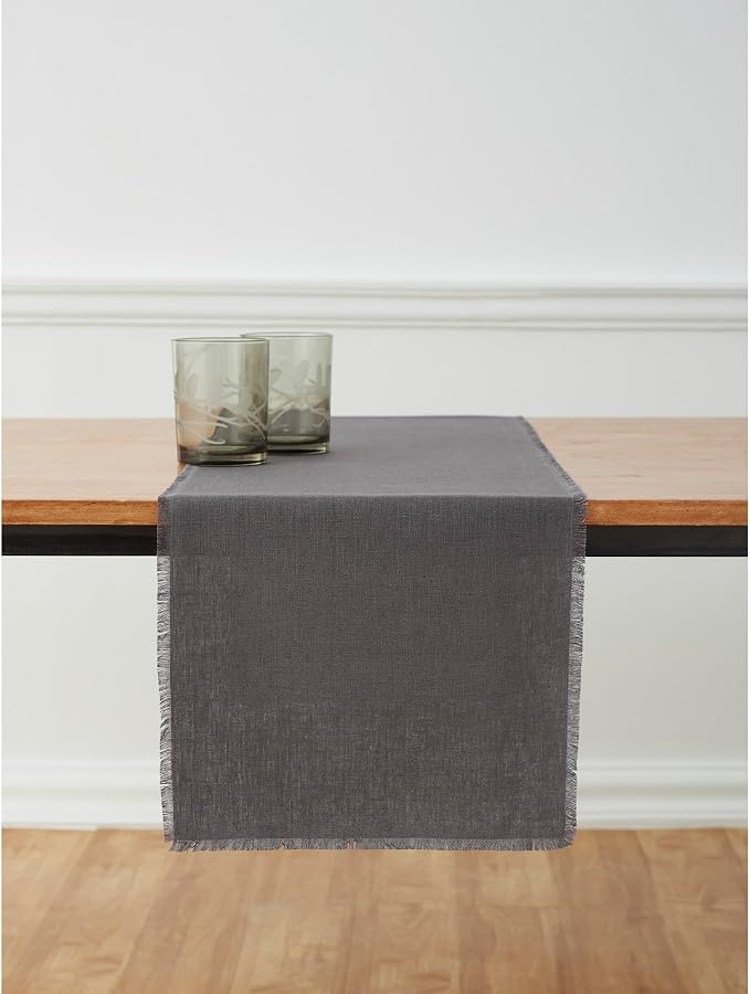 Solino Home Fringe Linen Table Runner 72 Inches Long - Image 2