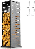 4ft Firewood Rack with Louver Pattern, Fire Wood Rack Log Holder with Hooks by Outdoorchairs