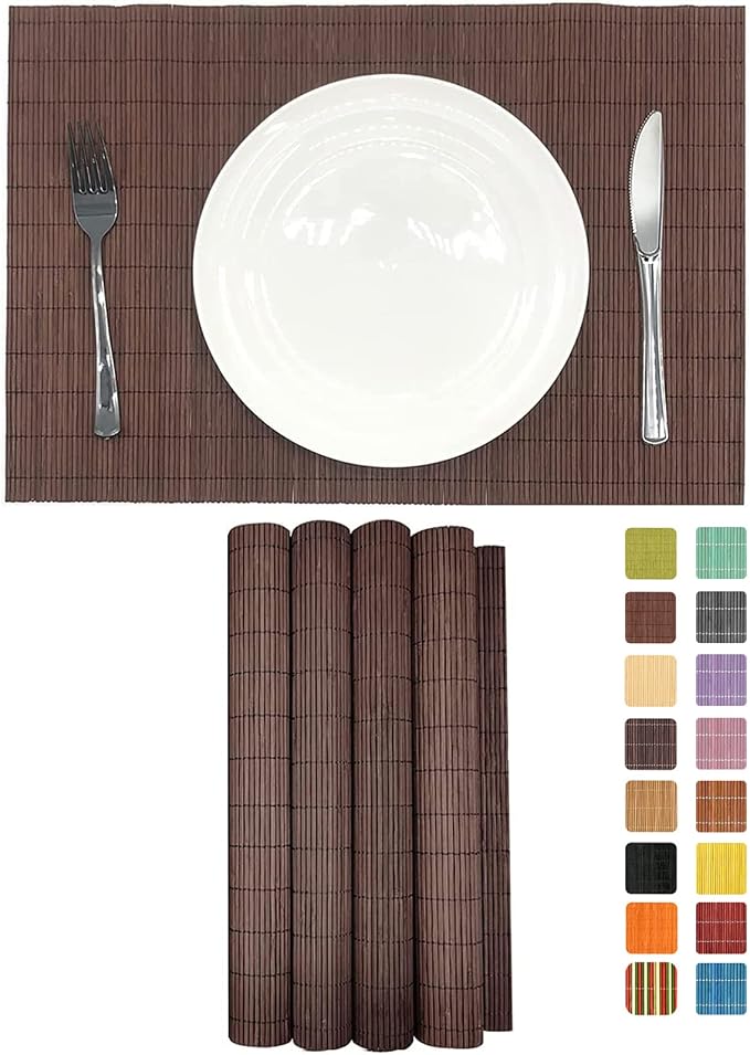 ANDSTAR Set of 4 Pcs Bamboo Placemats Natural Anti-Slip Bamboo Placemats by Andstar