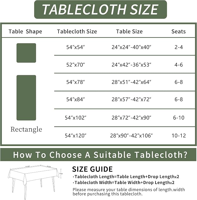 Rectangle Table Cloth, 100% Waterproof Tablecloth Oil Proof Spill Proof Vinyl - Image 4