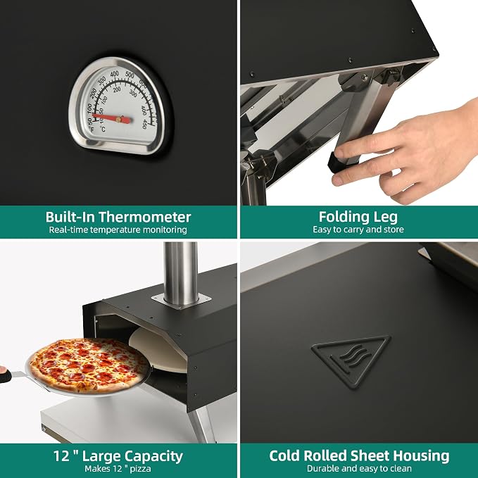 YITAHOME 12" Pizza Oven Outdoor, Wood Pellet Pizza Ovens - Image 8