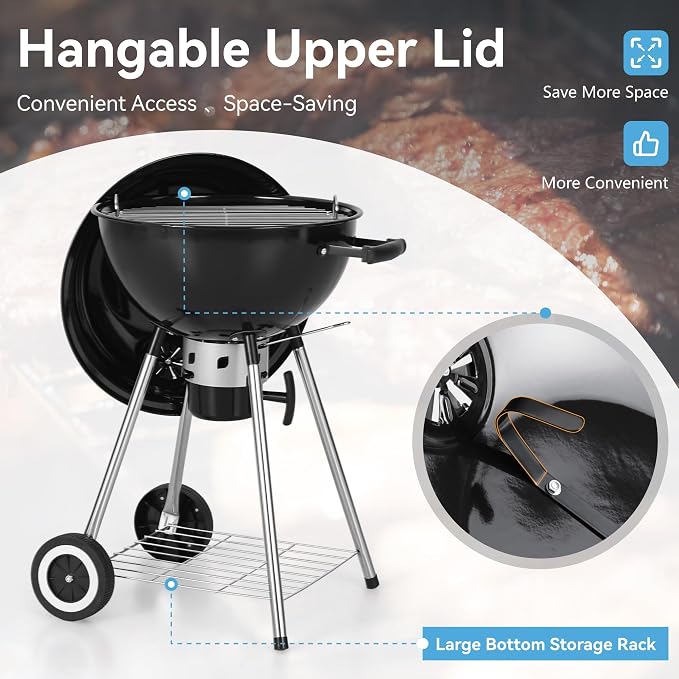 GREEN PARTY 18 inch Kettle Charcoal BBQ Grill - Image 8