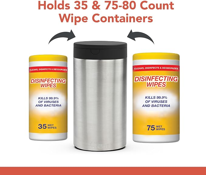 Spectrum Disinfecting Wipes Container Satin Nickel Refillable Stainless Steel - Image 4