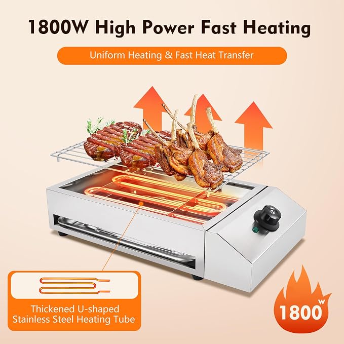 1800W Electric Griddle Flat Top Grill Hot Plate BBQ, Commercial and Home use - Image 3