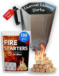 Charcoal Chimney Starter XL & Fire Starter set, Heavy Duty xl Charcoal Starter by KONEXCEL