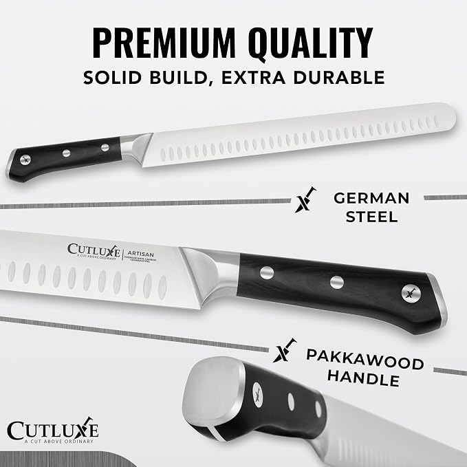 Cutluxe BBQ Knife Carving Set – 12" Brisket Knife & 10" Honing Rod, Butcher - Image 2