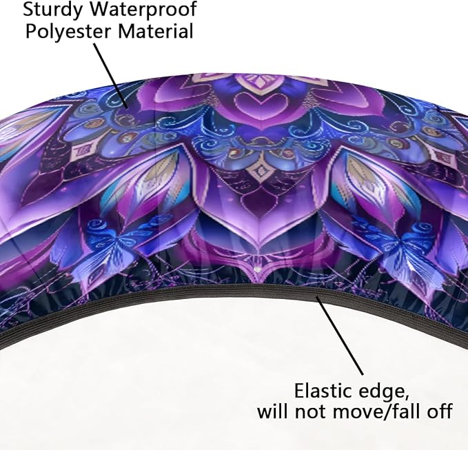 Mandrake Purple Blue Flower Round Table Cloth Cover, Elastic Edge Waterproof - Image 5