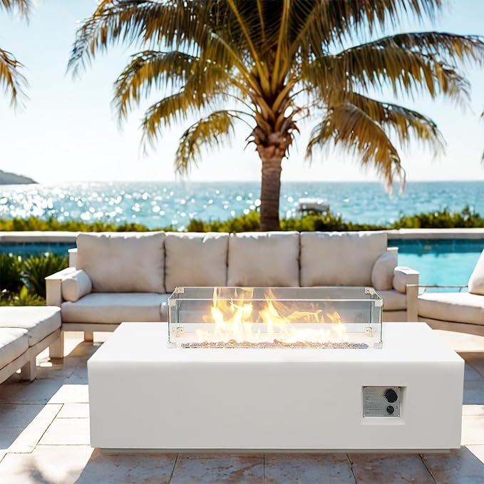 EXPLUX Outdoor Propane Gas Fire Pit Table 65, 000 BTU 52-inch Concrete by EXPLUX
