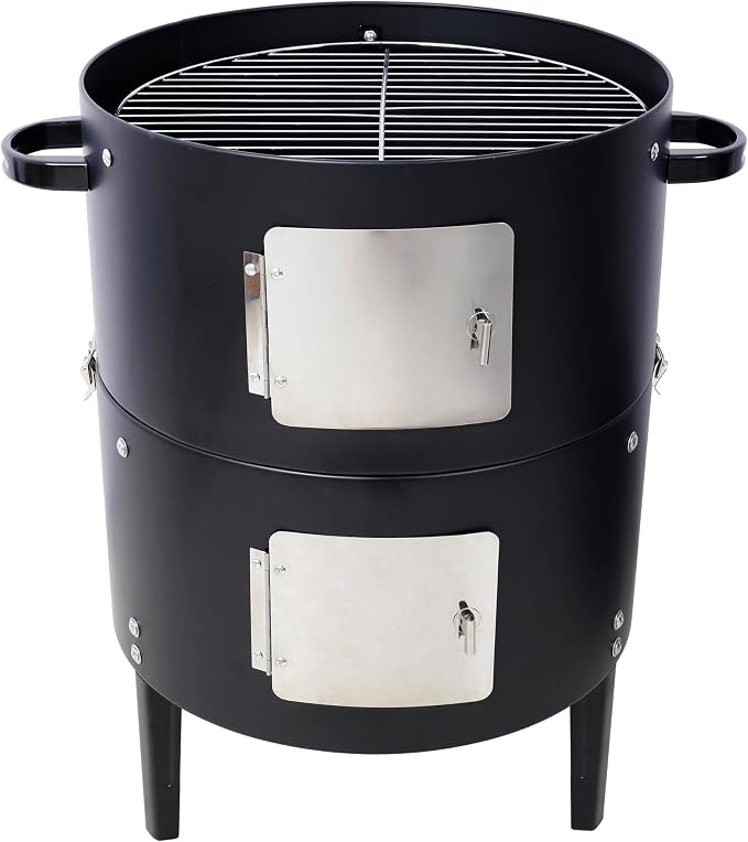 17 Inch Charcoal Smoker Grill, Heavy Duty Vertical BBQ Smoker - Image 4