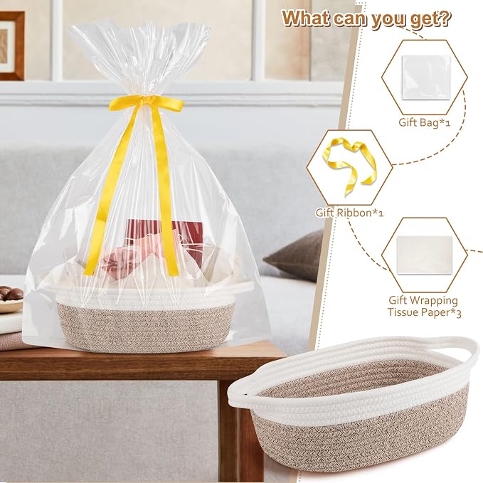 OIAHOMY Gift Basket Empty with Handle, Ribbon and Wrap Tissue Paper, Dog Toy - Image 2