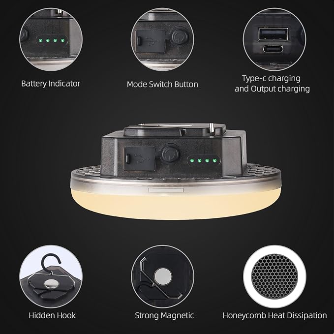 Transparent Portable Rechargeable LED Camping Lights, Waterproof Outdoor Light - Image 3