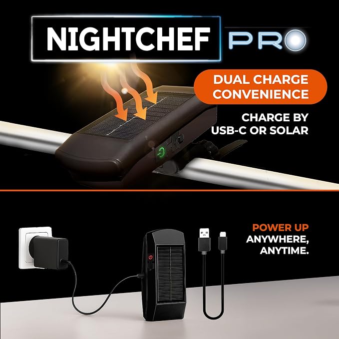 Night Chef Pro Smart Grill Light – Solar & USB Powered, Tilt Sensor, Magnetic - Image 6