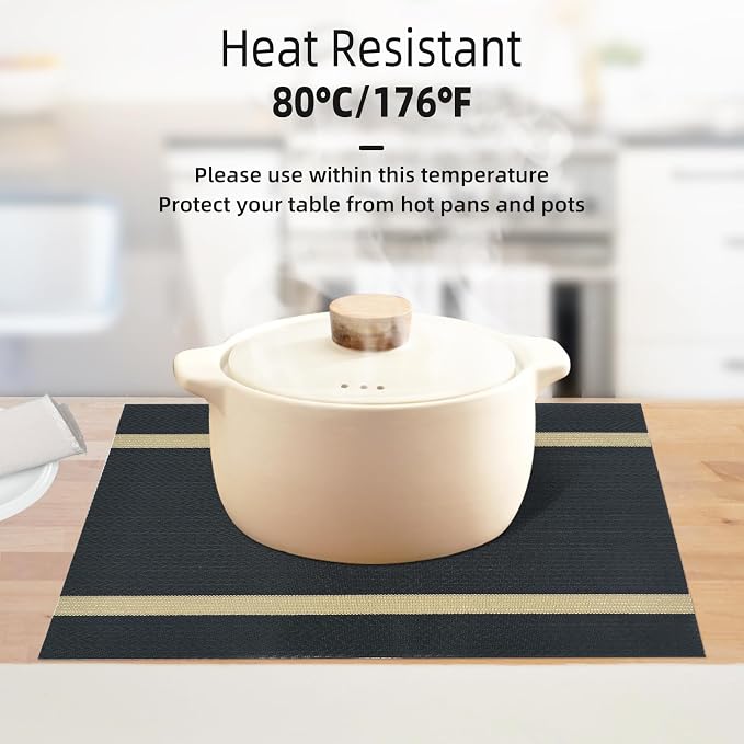 Luxurious Placemats Set of 8, Vinyl Table Place Mats Stain Resistant Foldable - Image 4