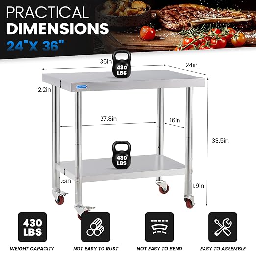 Stainless Steel Table for Prep & Work - Image 3
