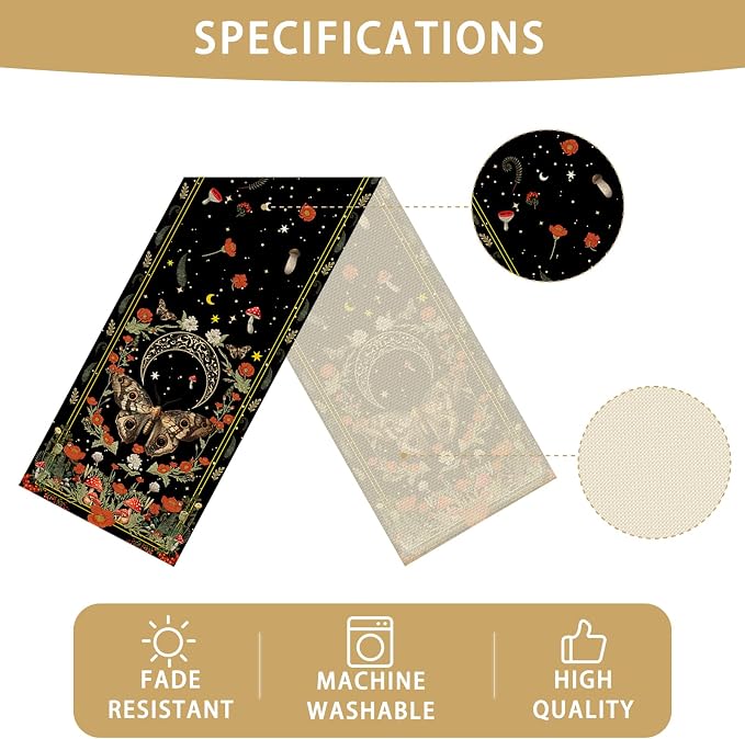 Moth Burlap Table Runner Seasonal Spring Fall Kitchen Dining Linen Table - Image 6