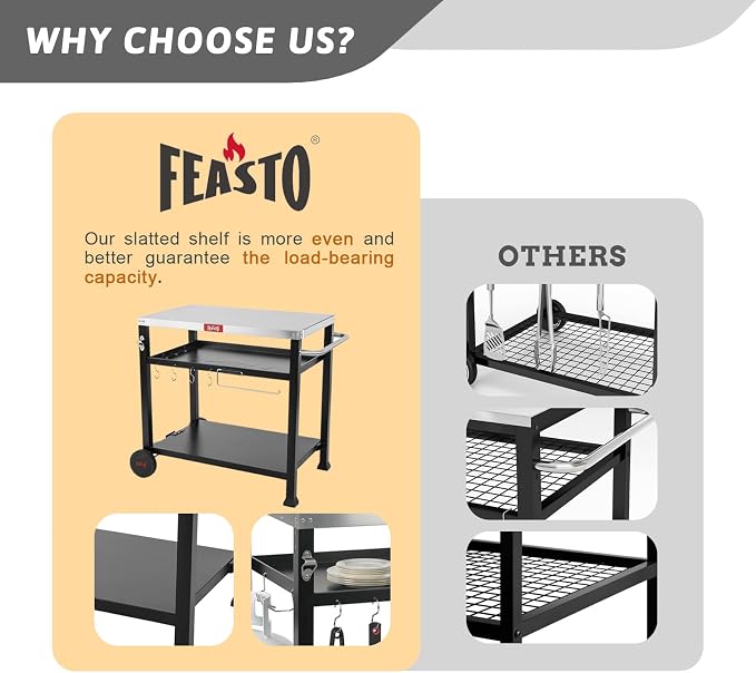 3-Shelf Outdoor Grill Table, Pizza Oven Table - Image 3
