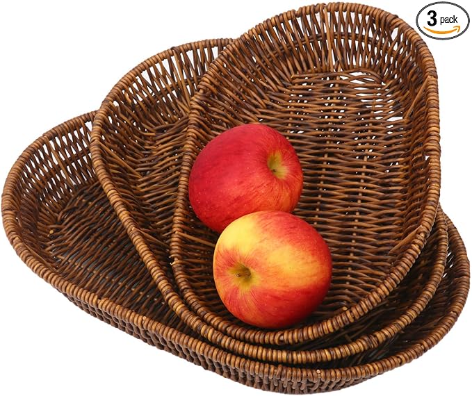 3 PCS Handwoven Oval Wicker Baskets Set by Unknown
