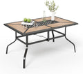 Outdoor Patio Dining Table for 6, All Weather Wrought Iron Black Outdoor Table by MIXPATIO