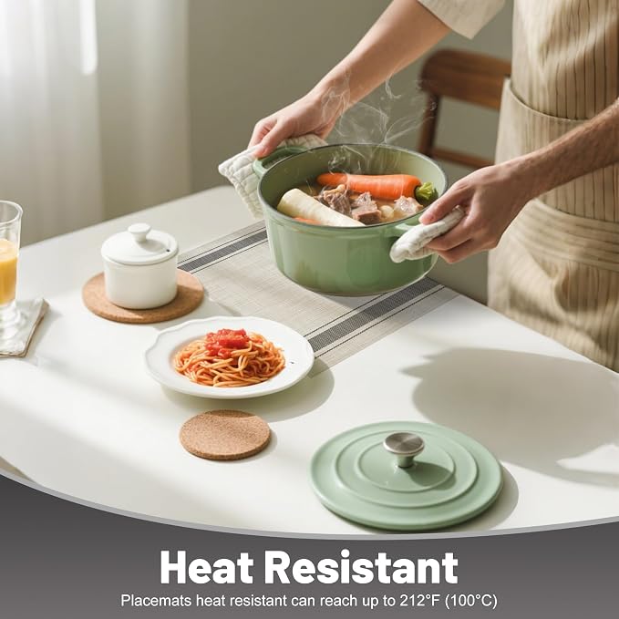 Placemats Set of 12，Non-Slip PVC Weave Table Mats Easy to Clean，Heat Resistant - Image 4