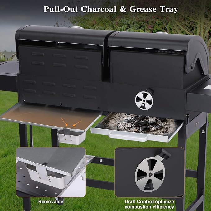CIG GARDEN Gas and Charcoal Combo Grill, 3 Burner Propane Gas Grill - Image 7