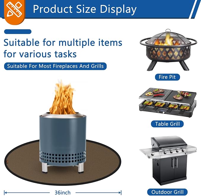 Round Under Grill Mat for Outdoor Grill, 36 Inch Anti-Slip BBQ Floor Mats - Image 2