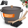 Small Ash Bucket with Lid and Shovel, Metal Fireplace Ash Bucket with Broom by WelcometoMinimalisthome