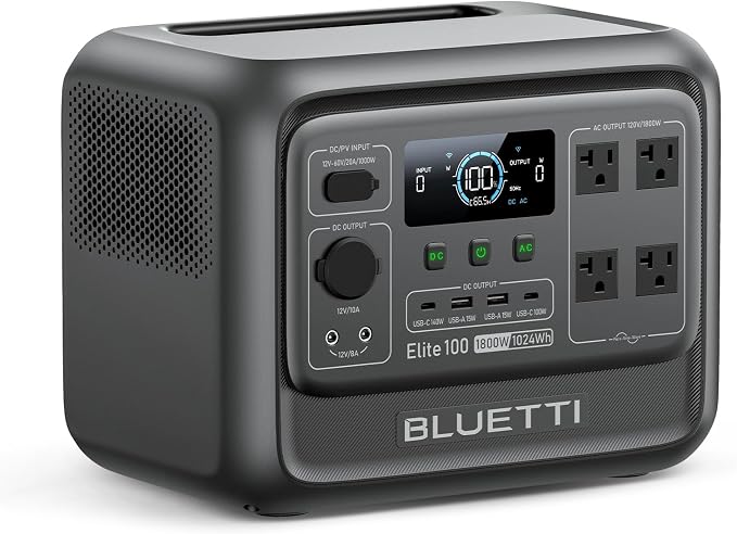 BLUETTI Elite 100 V2 Solar Generator, 1024Wh LFP Battery Backup w/ 4 1800W AC by BLUETTI