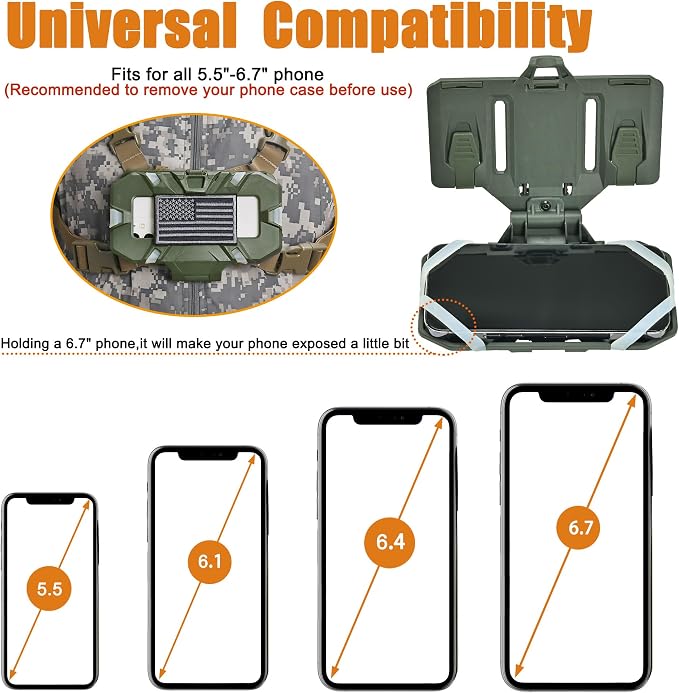 Tactical Plate Carrier Phone Mount, Universal Molle Phone Holder, Tactical - Image 3