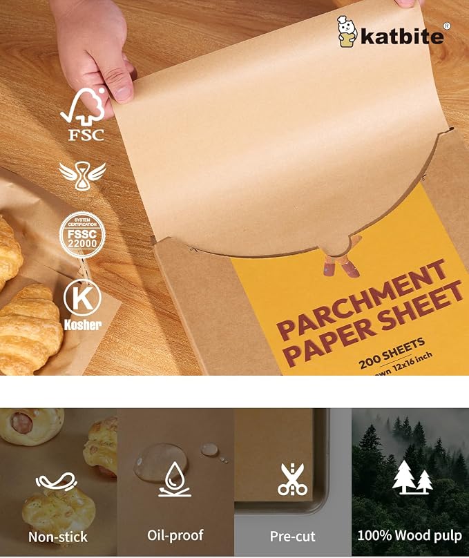 Katbite 200Pcs 12x16 In Unbleached Parchment Paper - Image 4