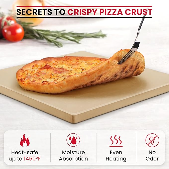 Unicook Pizza Stone for Oven and Grill, 12 inch Square Bread Baking Stone - Image 4