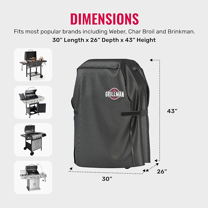 Grill Cover by Grillman, 30 Inch, BBQ Outdoor Grill Covers, Charcoal & Gas - Image 3