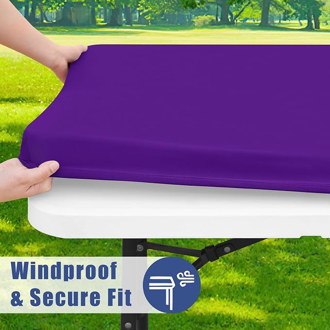 Spandex 6 Foot Rectangle Table Cloth 6 Pack, Elastic Fitted Tablecloths - Image 3