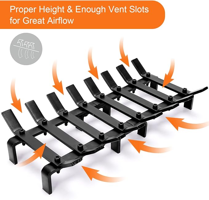 20" Fireplace Grate Wood Stove Grate Rack Stove Burning Rack Heavy Duty Solid - Image 4
