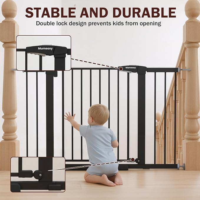 29.7-46" Extra Wide Baby Gate for Stairs, Pressure Mounted Dog Gate Indoor for - Image 4
