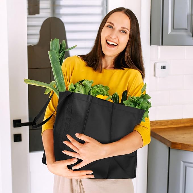 WISELIFE Reusable Grocery Shopping Bags 10 Pack Large Foldable Tote Bags Bulk - Image 6