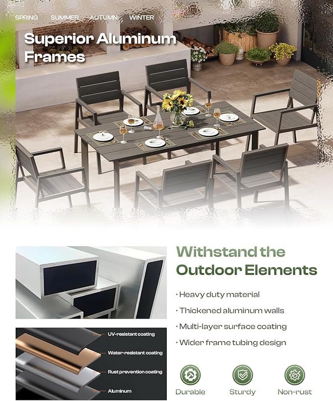 Patio Table and Chairs Set, 5 Piece Outdoor Dining Set - Image 3