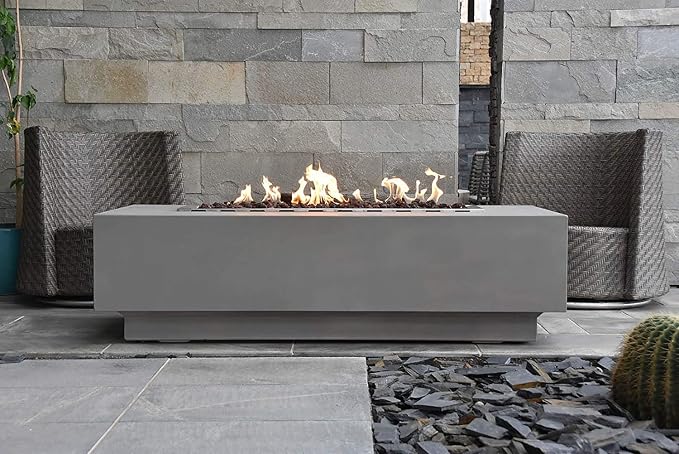 Elementi | Granville Gas Fire Pit Cast Concrete 60" Rectangular Fire Table - Image 3