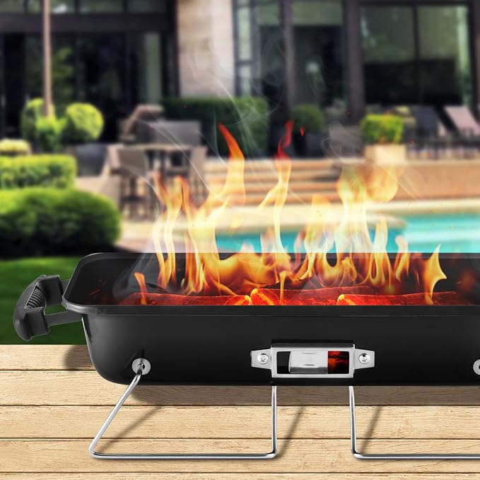 Portable Charcoal Grill, Tabletop Outdoor Barbecue Smoker, Small BBQ Grill - Image 3