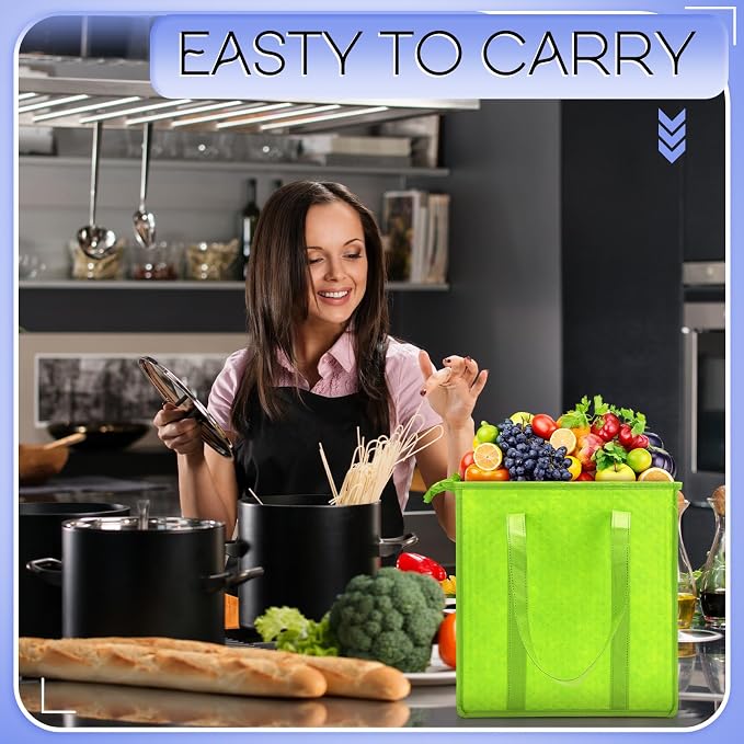 10 Pack Large Insulated Grocery Bags Reusable Shopping Bags - Image 3