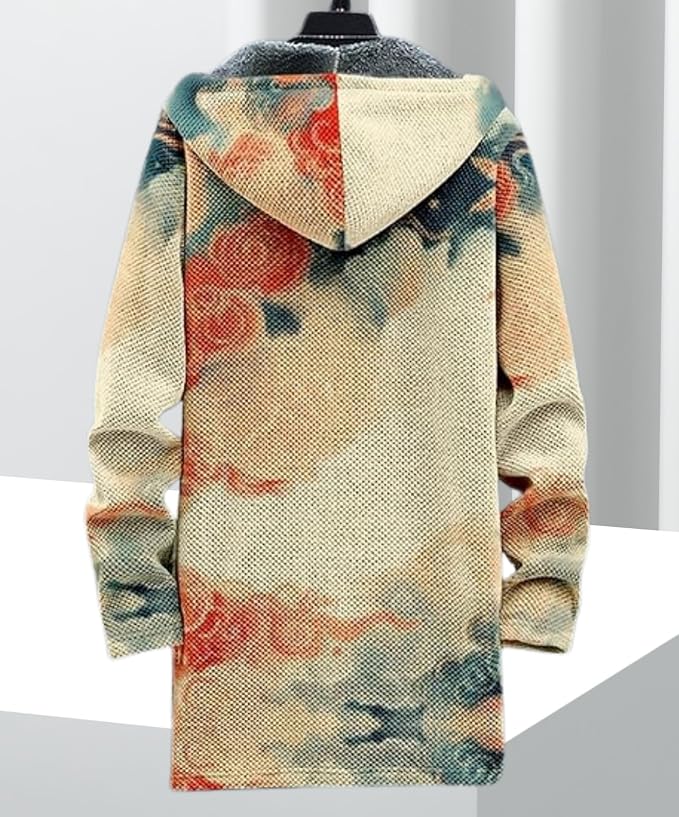 Men's Hooded Sweater Coat Knit Fleece Lined Long Cardigan Jacket - Image 2