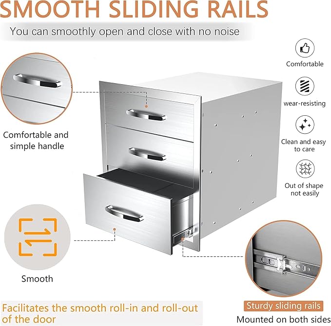 Outdoor Kitchen Drawers, Box Frame Style Flush Mount BBQ Drawer w/Stainless - Image 6