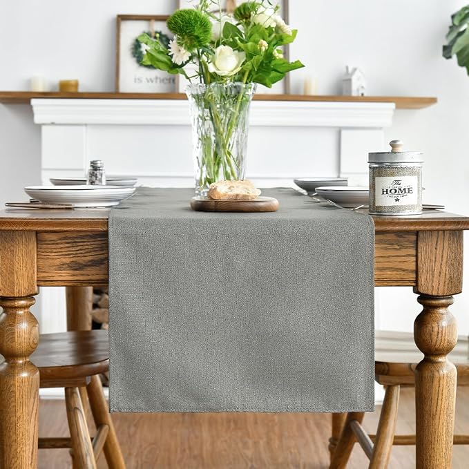 Artoid Mode Light Grey Table Runner, Seasonal Washable Kitchen Dining Table - Image 3