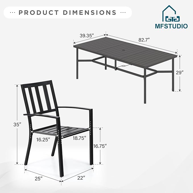 MFSTUDIO Outdoor Dining Set for 8, Patio Table and Chairs Set - Image 8