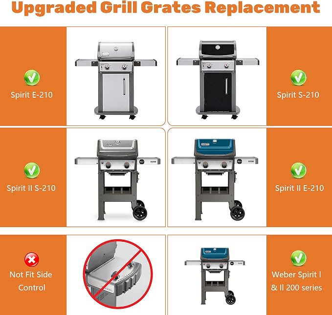 7637 Grill Grates for Weber Spirit E210 E220 S210 S220 S215 17.5” Cast Iron - Image 3