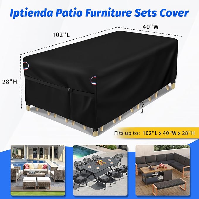 Patio Furniture Cover, 102inch Outdoor Furniture Covers Waterproof - Image 2