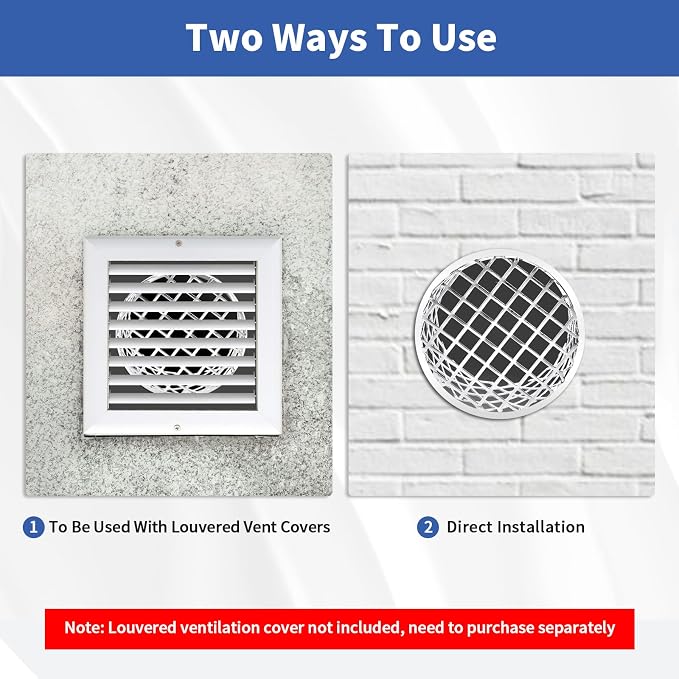 4" PVC Termination Vent Mesh Cap, 304 Stainless Steel Dryer Vent Screen Outdoor - Image 6