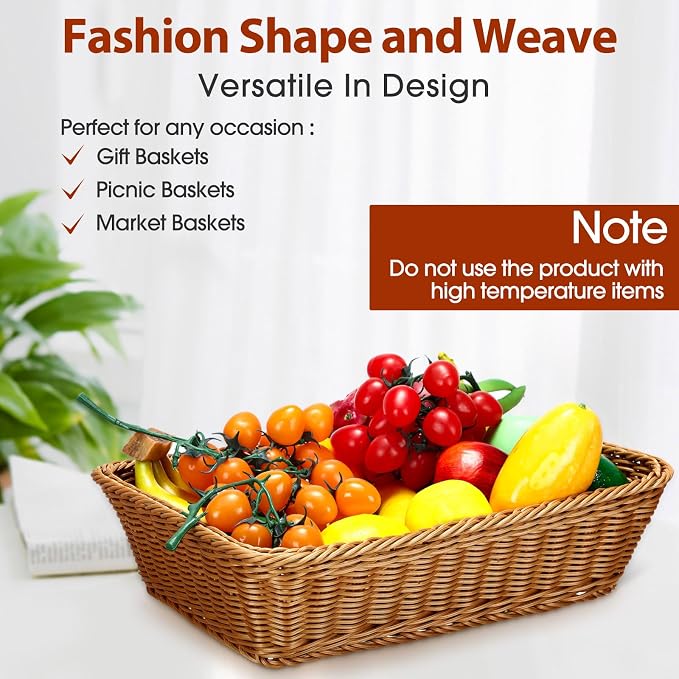 Eccliy 6 Pack Wicker Bread Baskets 15.8 Inch Woven Serving Basket - Image 6